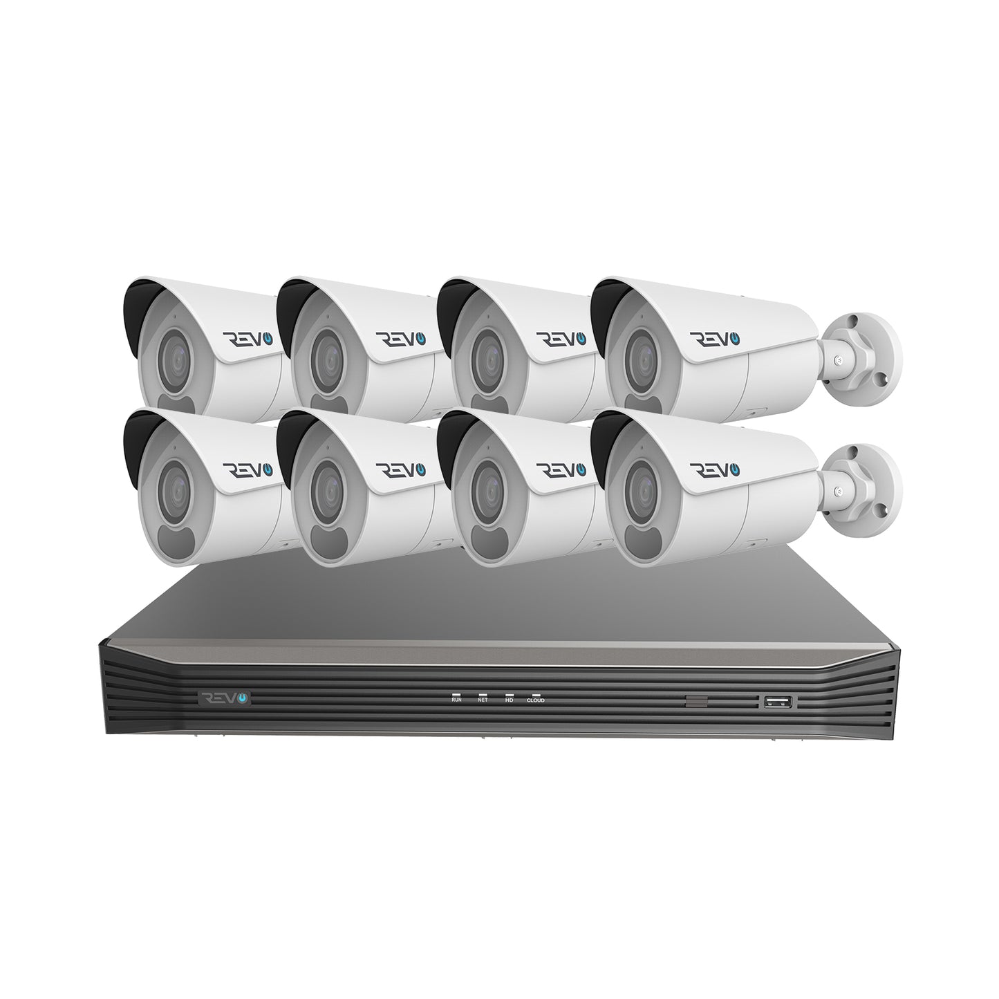 REVO ULTRA BLUE SERIES 16CH 4K PoE H.265 NVR, 4TB & 8x 4K (8 Megapixel) Indoor/Outdoor IR Cameras with built-in Mic – Remote access via PC, MAC & Phone  