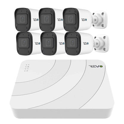 REVO ULTRA BLUE SERIES 8CH 4K PoE H.265 NVR, 2TB & 6x 2K (4MP) Indoor/Outdoor IR Cameras with built-in Mic – Remote access via PC, MAC & Phone  
