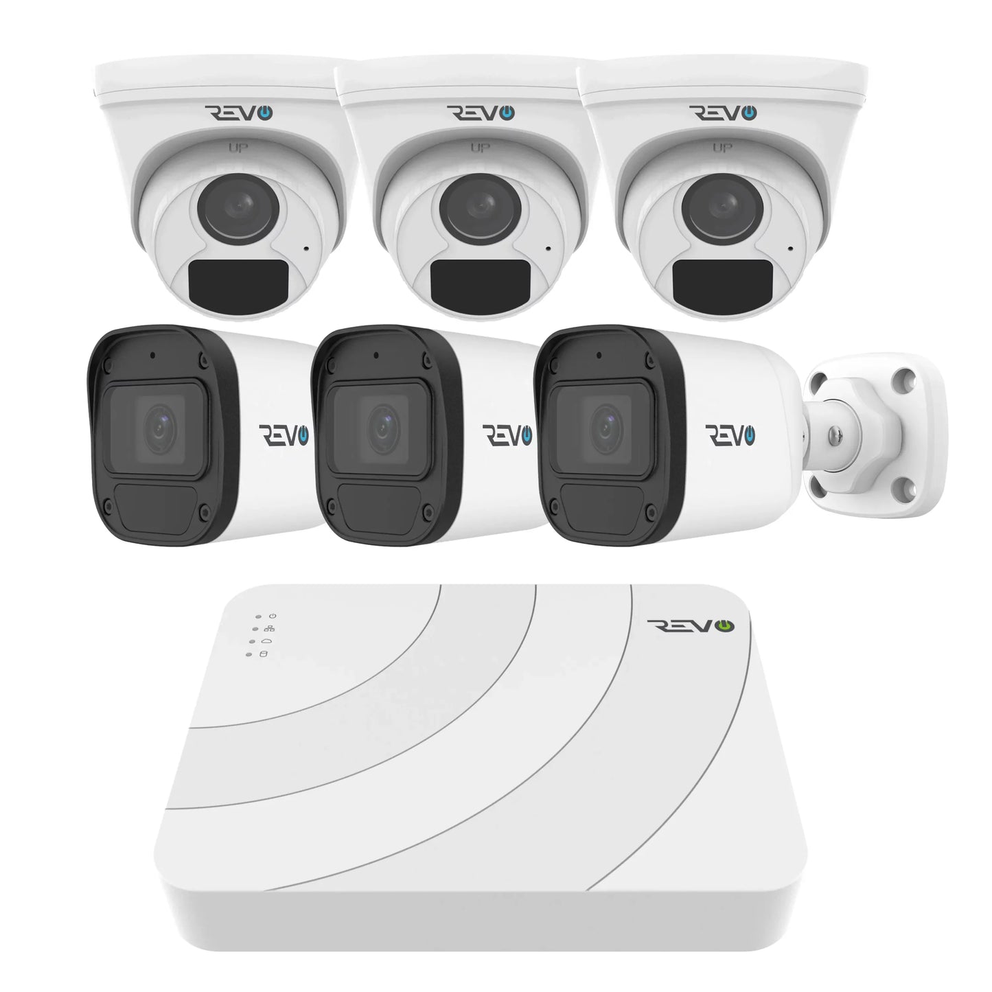 REVO ULTRA BLUE SERIES 8CH 4K PoE H.265 NVR, 2TB & 6x 5 Megapixel Indoor/Outdoor IR Cameras with built-in Mic – Remote access via PC, MAC & Phone