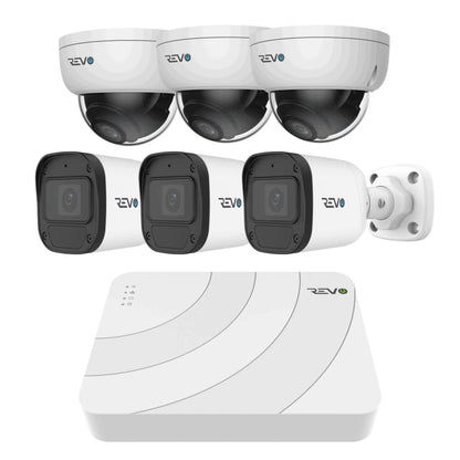 REVO ULTRA BLUE SERIES 8CH 4K PoE H.265 NVR, 2TB & 6x 5 Megapixel Indoor/Outdoor IR Cameras with – Remote access via PC, MAC & Phone