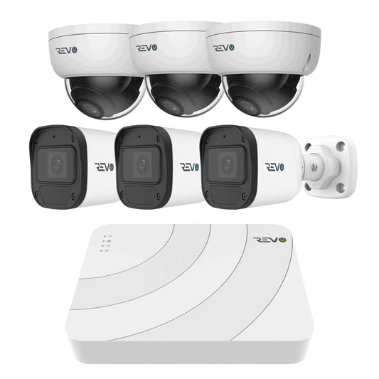 REVO ULTRA BLUE SERIES 8CH 4K PoE H.265 NVR, 2TB & 6x 5 Megapixel Indoor/Outdoor IR Cameras with – Remote access via PC, MAC & Phone