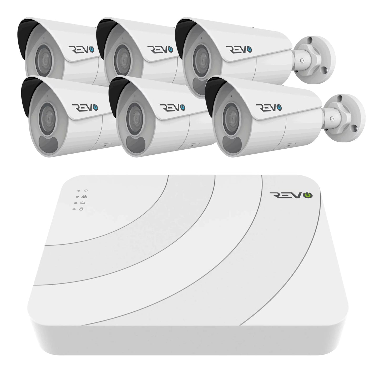 REVO ULTRA BLUE SERIES 8CH 4K PoE H.265 NVR, 2TB & 6x 4K (8 Megapixel) Indoor/Outdoor IR Cameras with built-in Mic – Remote access via PC, MAC & Phone  