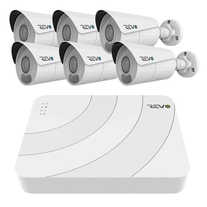 REVO ULTRA BLUE SERIES 8CH 4K PoE H.265 NVR, 2TB & 6x 4K (8 Megapixel) Indoor/Outdoor IR Cameras with built-in Mic – Remote access via PC, MAC & Phone  