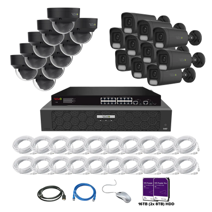 REVO ULTRA PLUS 32CH 4K PoE H.265NVR, 16TB & 20x 5 Megapixel LumeX Cameras with built-in Mic and color night vision – Remote Access Via PC, Mac & Phone