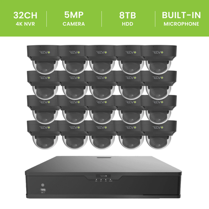 32CH 4K PoE NVR with 20x5MP Lumex Dome Cameras