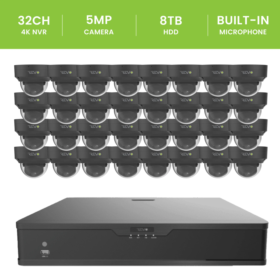 32CH 4K PoE NVR with 32x5MP Lumex Dome Cameras