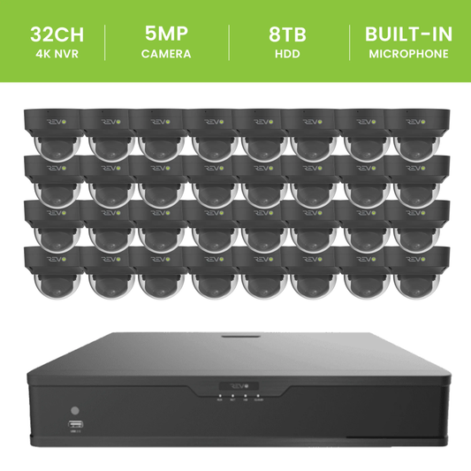 32CH 4K PoE NVR with 32x5MP Lumex Dome Cameras