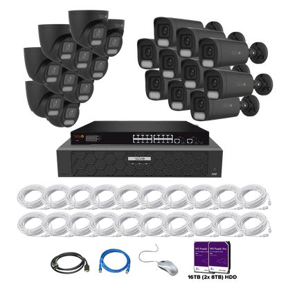 REVO ULTRA PLUS 32CH 4K PoE H.265NVR, 16TB & 20x 5 Megapixel LumeX Cameras with built-in Mic and color night vision – Remote Access Via PC, Mac & Phone