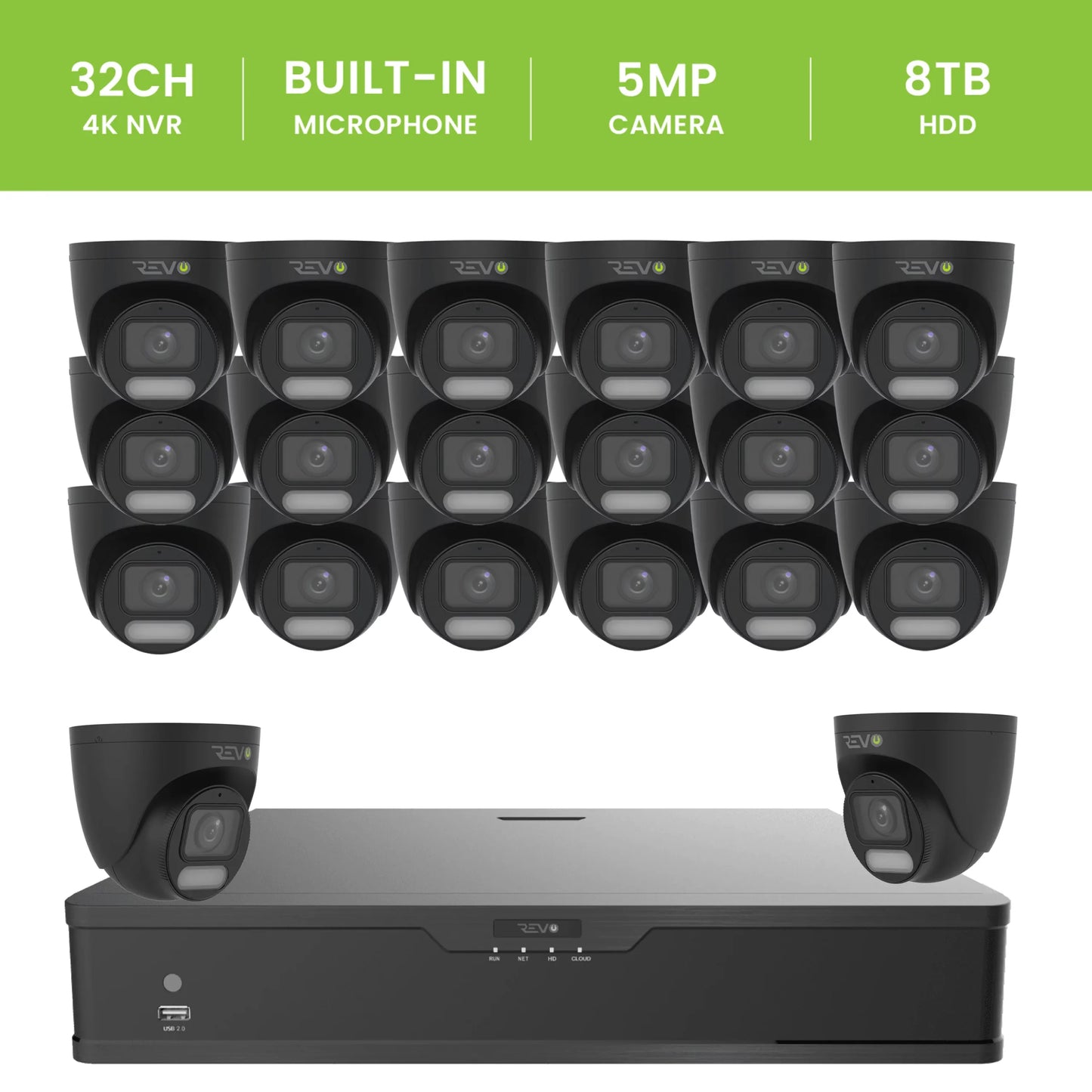 32CH 4K PoE NVR with 20×5MP Lumex Cameras