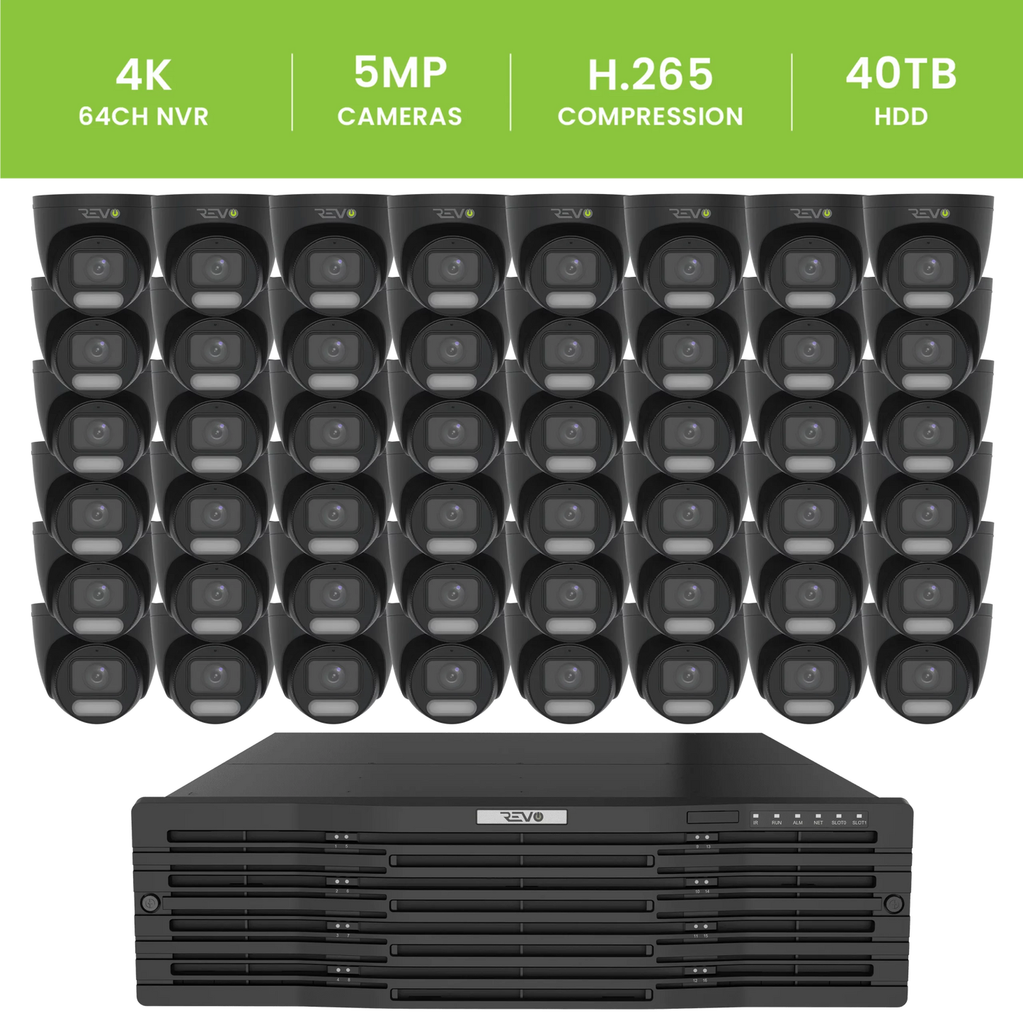 64CH 4K NVR with 48×5MP Lumex Turret Cameras 