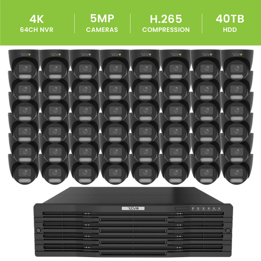 64CH 4K NVR with 48×5MP Lumex Turret Cameras 
