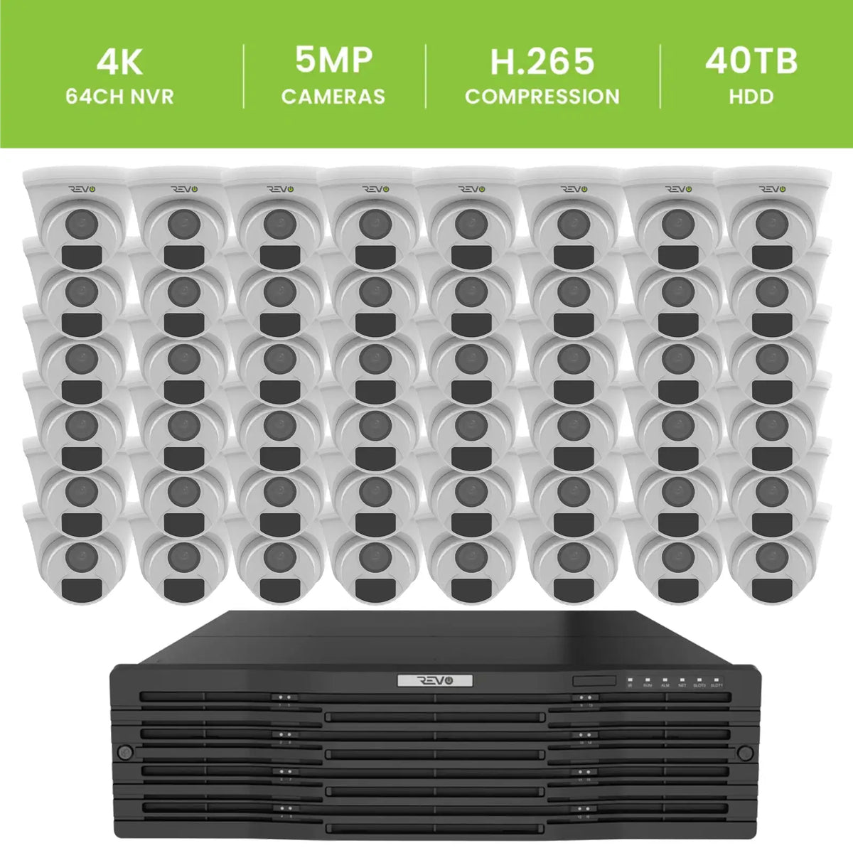 64CH 4K NVR with 48×5MP Lumex Turret Cameras 