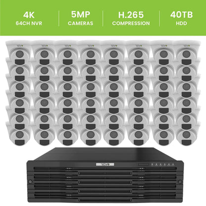 64CH 4K NVR with 48×5MP Lumex Turret Cameras 
