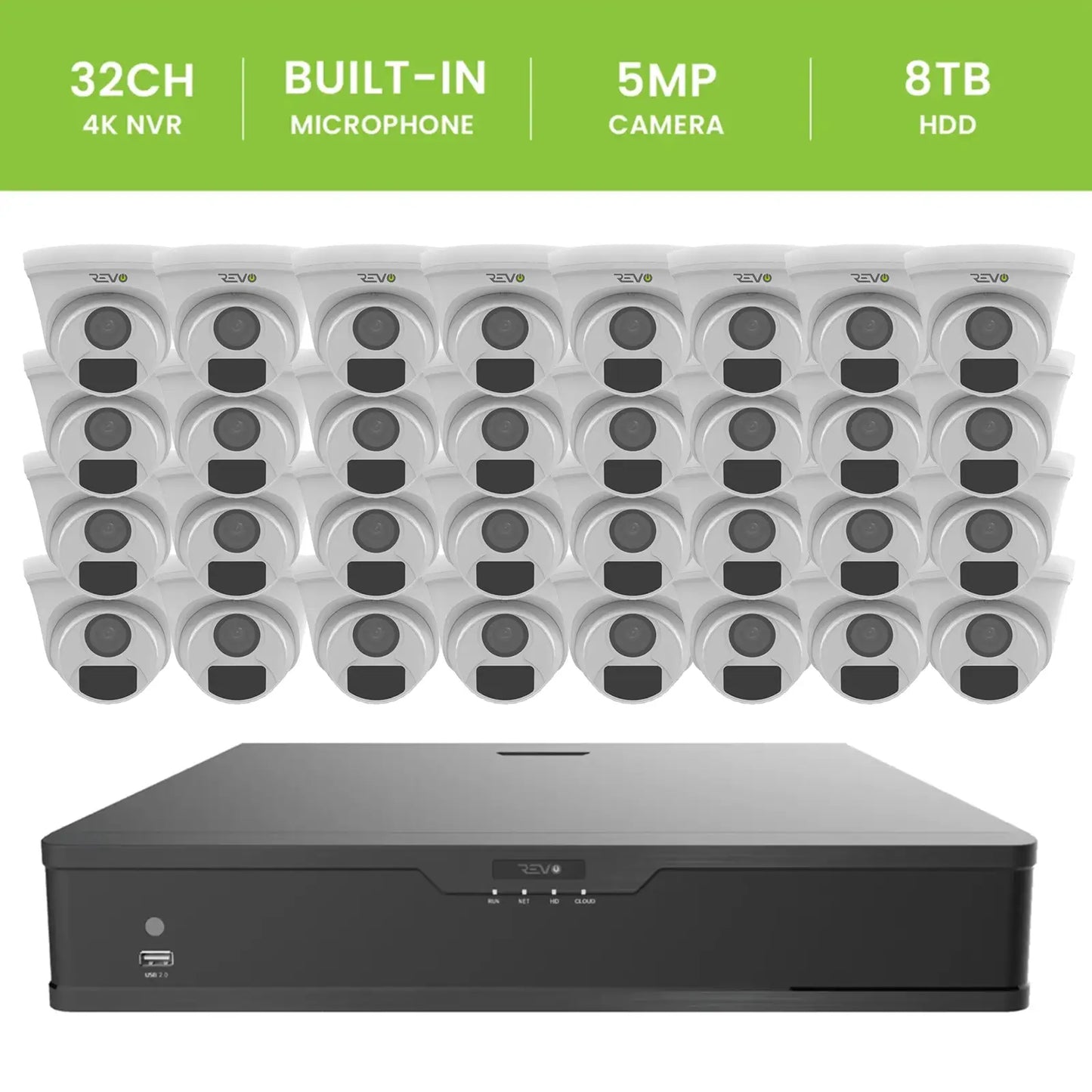 32CH 4K PoE NVR with 32×5MP Lumex Cameras