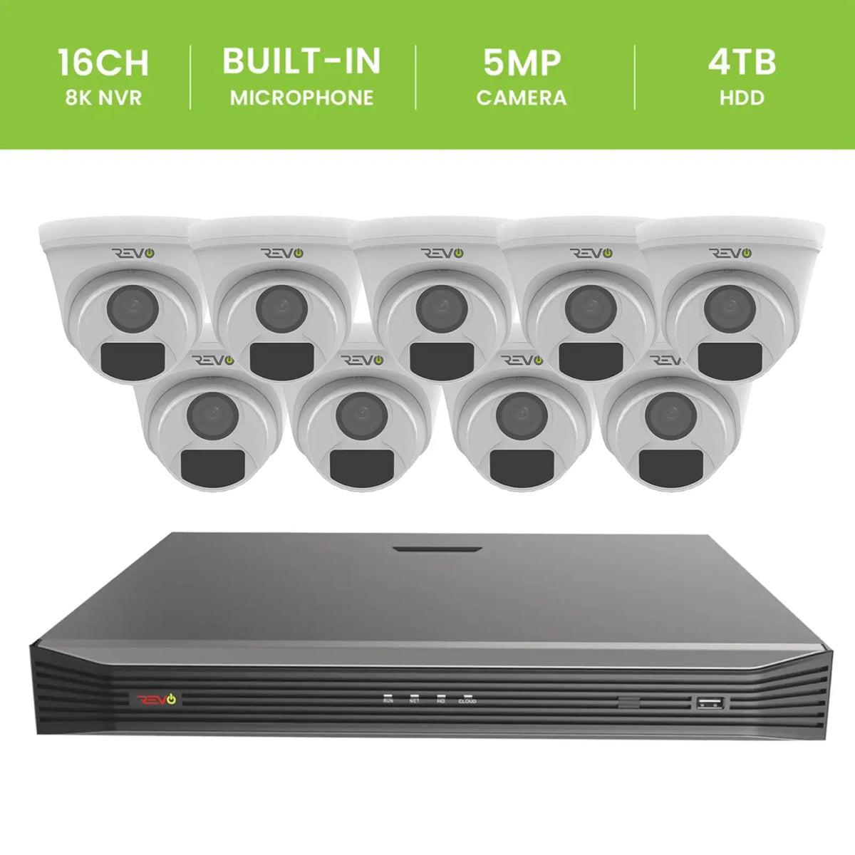 16CH 8K PoE NVR with 9×5MP Lumex Cameras