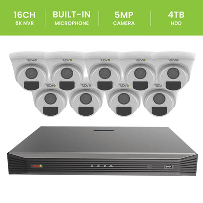 16CH 8K PoE NVR with 9×5MP Lumex Cameras