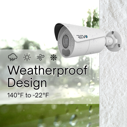 REVO ULTRA BLUE Series 4K (8 Megapixel) H.265 Indoor/Outdoor IR Bullet Camera with built-in Mic & 60ft CAT5e pre-made cable