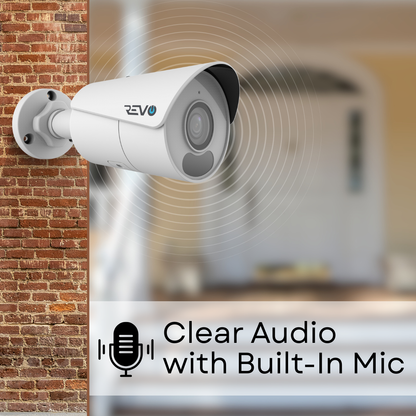 REVO ULTRA BLUE Series 4K (8 Megapixel) H.265 Indoor/Outdoor IR Bullet Camera with built-in Mic & 60ft CAT5e pre-made cable