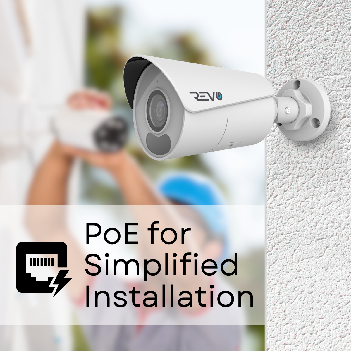 REVO ULTRA BLUE Series 4K (8 Megapixel) H.265 Indoor/Outdoor IR Bullet Camera with built-in Mic & 60ft CAT5e pre-made cable