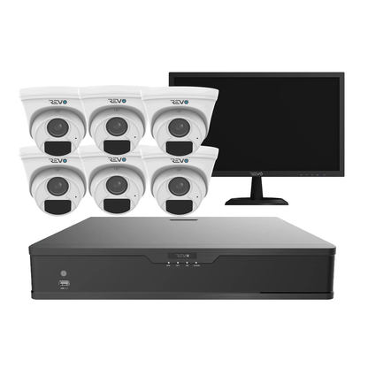 REVO Hybrid 8CH DVR, 1TB and 1080p 4 in 1 6x Analog HD IR Dome Camera System, 22" Monitor