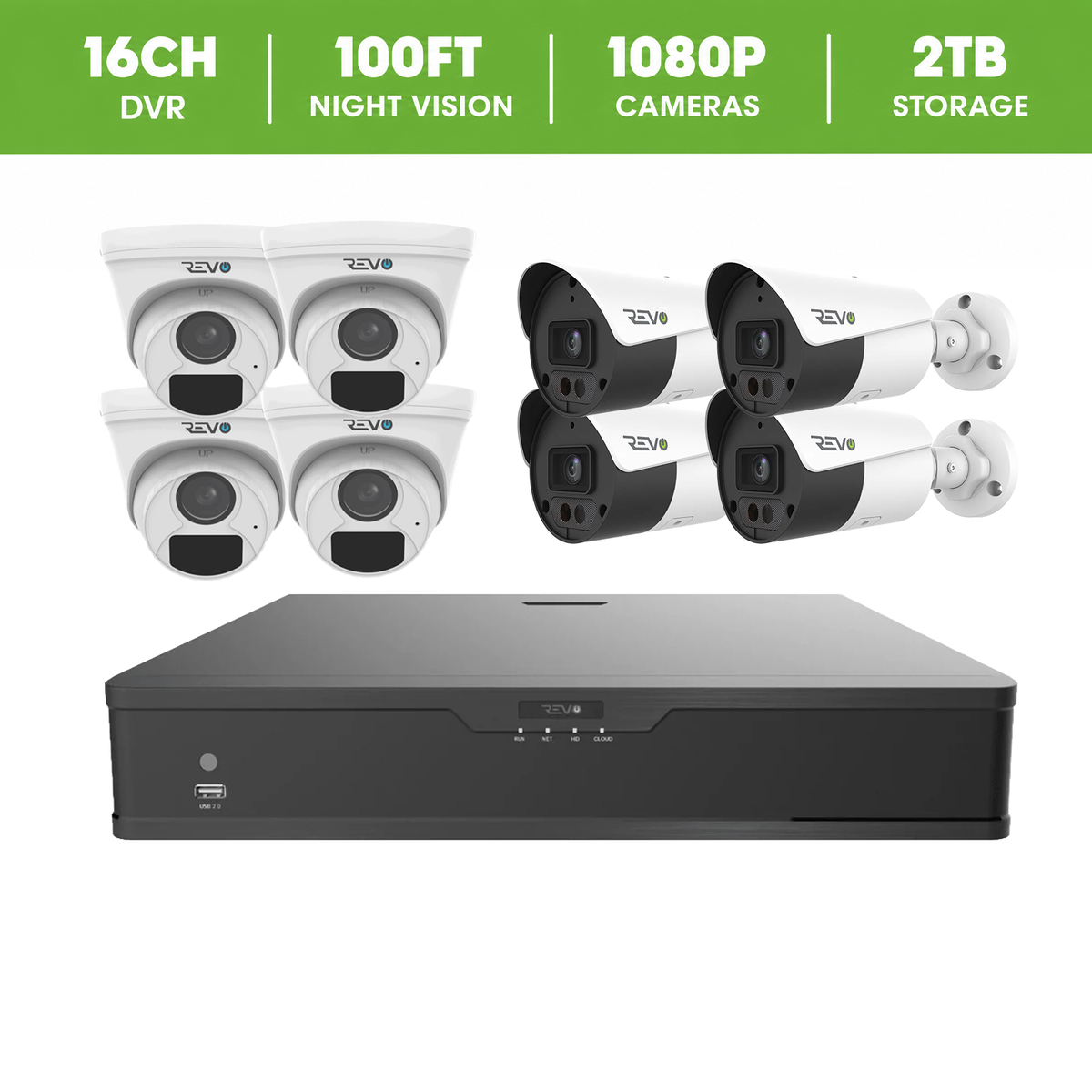 REVO ULTRA HYBRID 16CH 5 Megapixel DVR, 2TB HDD & 8x 1080p Cameras