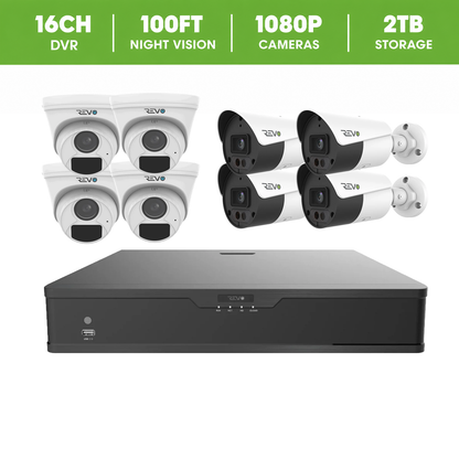 REVO ULTRA HYBRID 16CH 5 Megapixel DVR, 2TB HDD & 8x 1080p Cameras