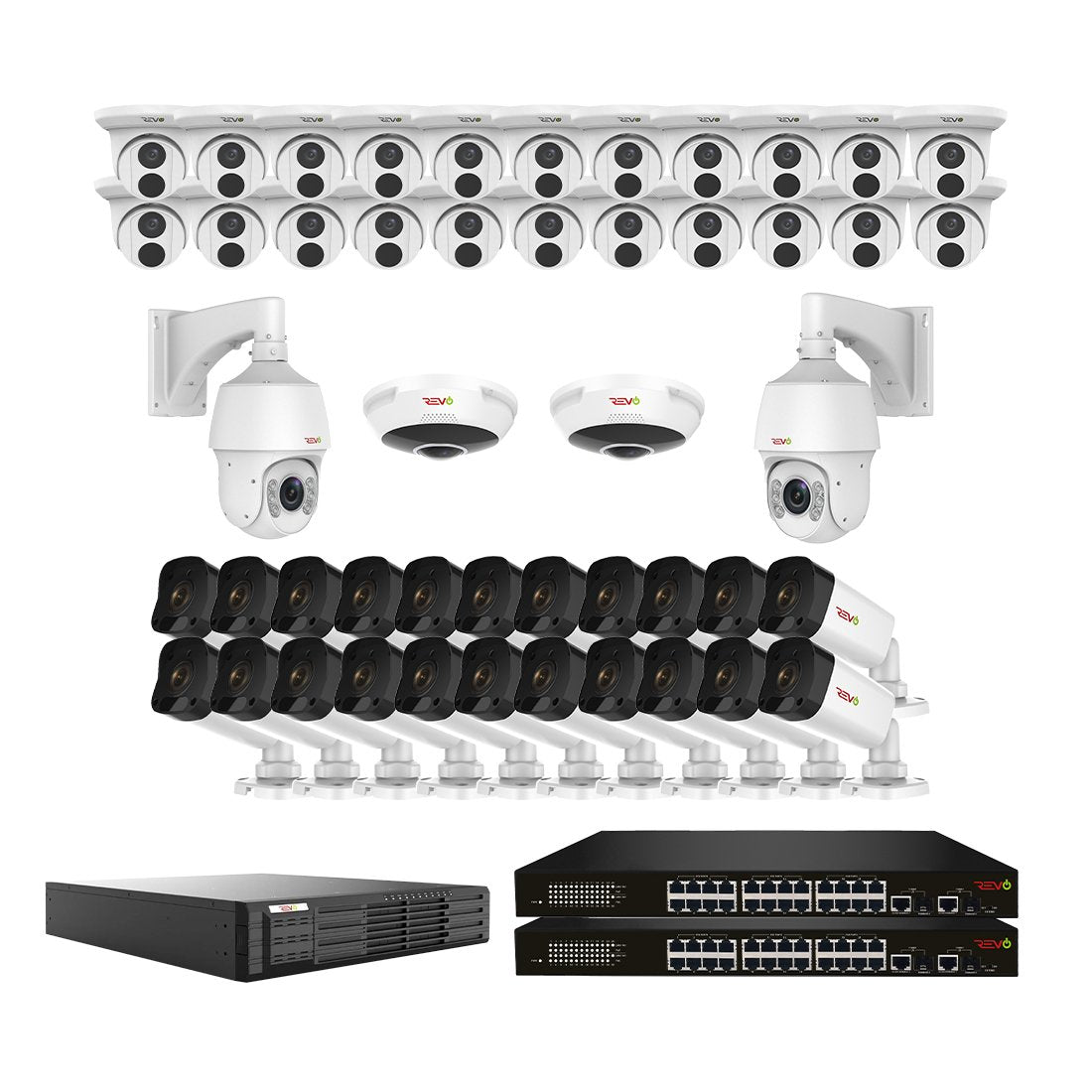 Revo Ultra Plus 64CH Commercial Grade NVR Surveillance System with 48 Security Cameras
