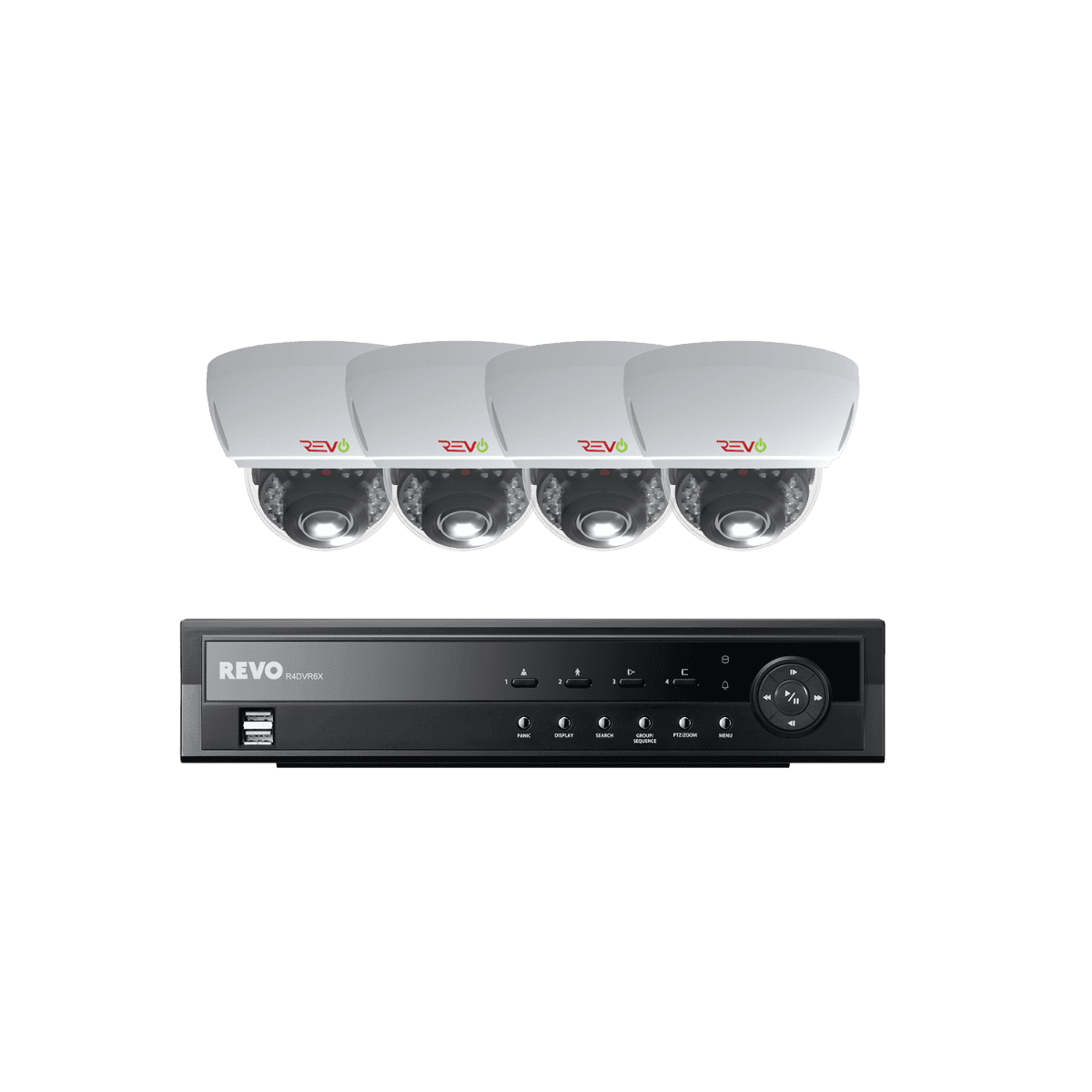 REVO 4 CH 1TB DVR, 1080p Indoor/Outdoor IR 4 Mini Vandal Dome Cameras Security System