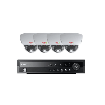 REVO 4 CH 1TB DVR, 1080p Indoor/Outdoor IR 4 Mini Vandal Dome Cameras Security System