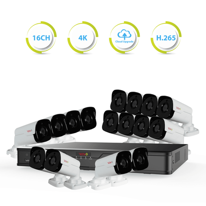 Ultra HD 16 Ch. 4TB NVR Surveillance System with 16 4 Megapixel Cameras