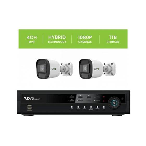 REVO 4 CH 1TB DVR, 1080p Indoor/Outdoor IR 2 Bullet Cameras Security System