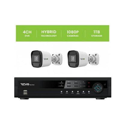 REVO 4 CH 1TB DVR, 1080p Indoor/Outdoor IR 2 Bullet Cameras Security System