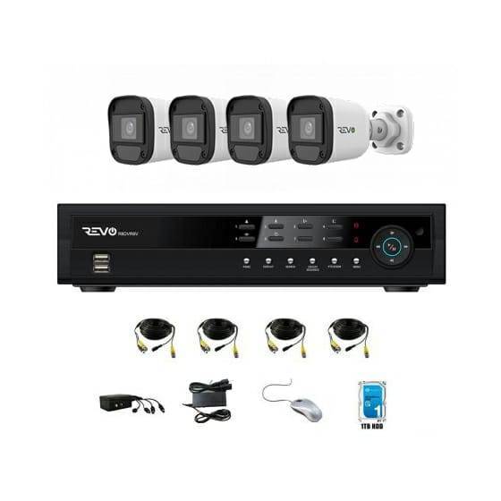 REVO 4 CH 1TB DVR, 1080p Indoor/Outdoor IR 4 Bullet Cameras Security System