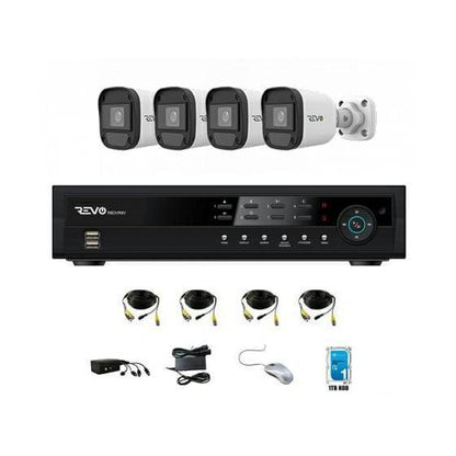 REVO 4 CH 1TB DVR, 1080p Indoor/Outdoor IR 4 Bullet Cameras Security System