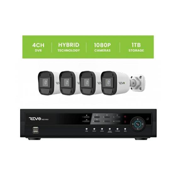 REVO 4 CH 1TB DVR, 1080p Indoor/Outdoor IR 4 Bullet Cameras Security System