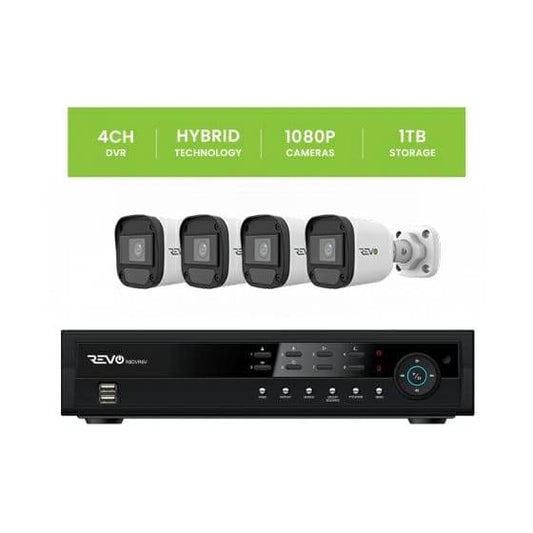 REVO 4 CH 1TB DVR, 1080p Indoor/Outdoor IR 4 Bullet Cameras Security System