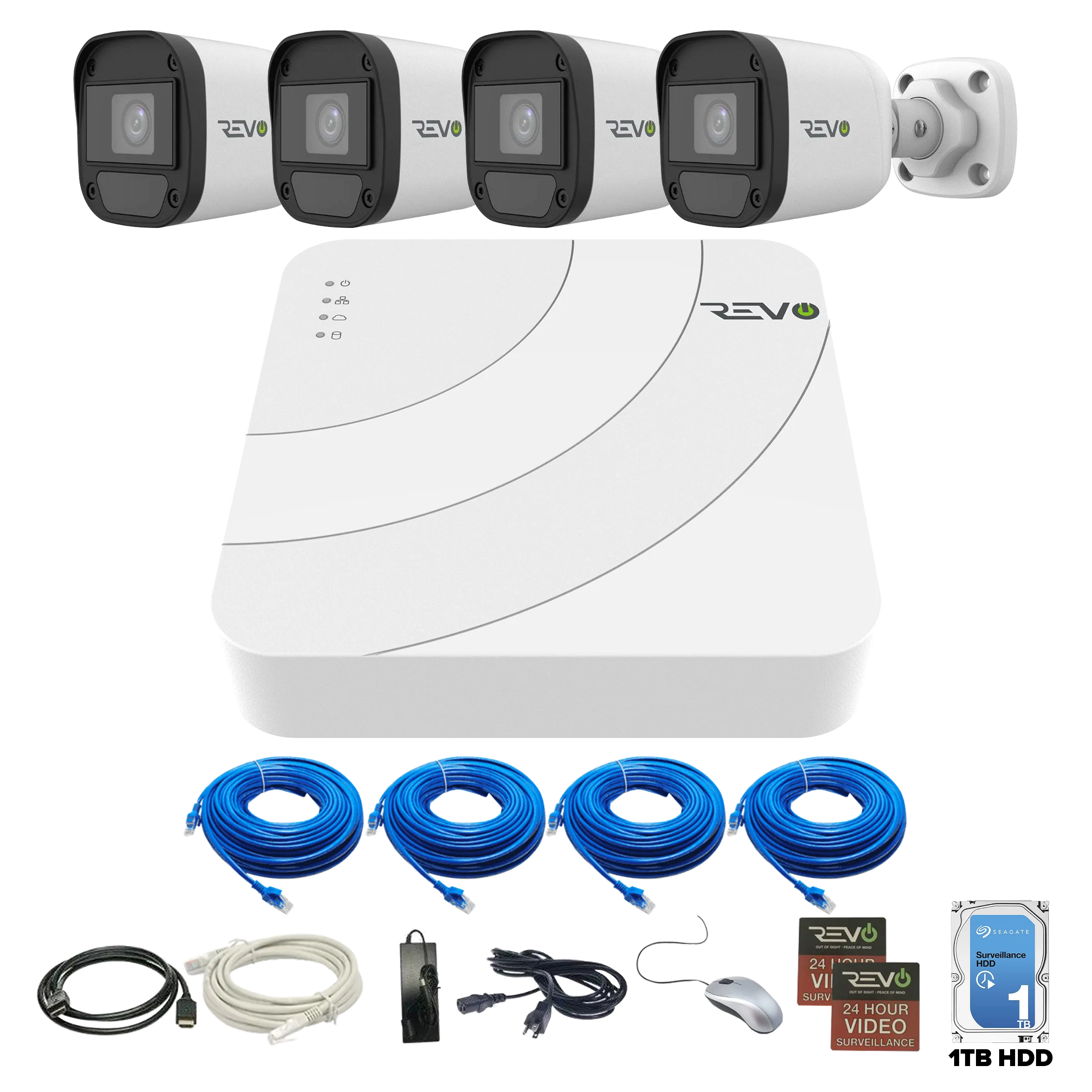 4CH IP Surveillance System, 4K NVR & 4x5MP Cameras | Revo America