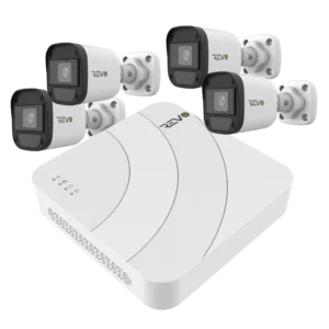 REVO ULTRA Blue Series 4 CH IP Video Surveillance System, 4 CH 4K NVR, 1TB HDD, 4x 5 Megapixel Indoor/Outdoor Audio Capable IR Bullet Cameras - Remote Access via Smart Phone, Tablet, PC & MAC